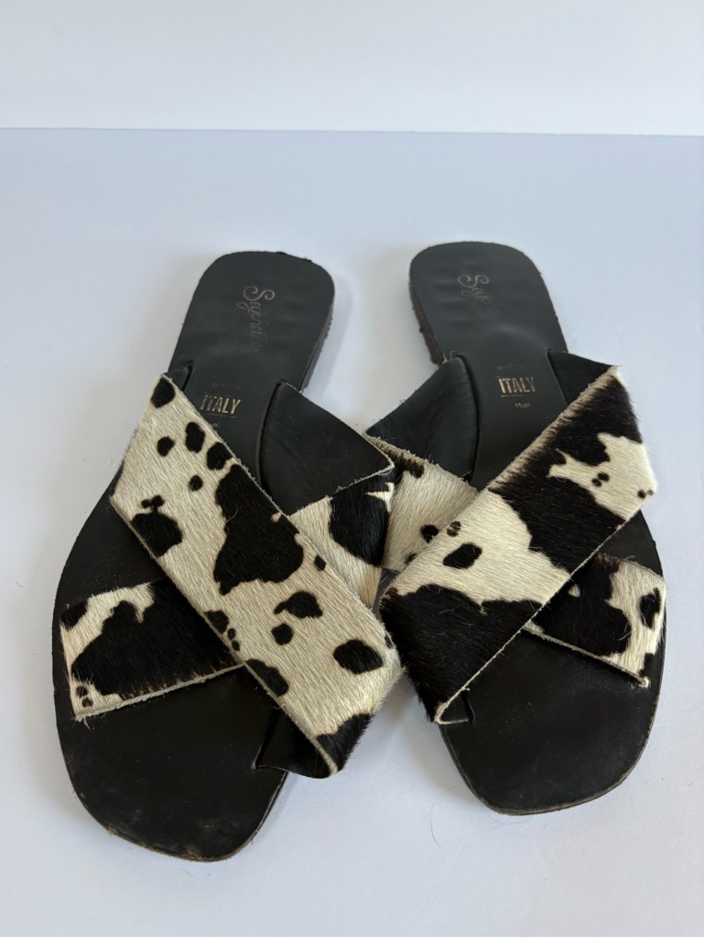 Seychelles Cowhide Cross-Strap Slide Sandals Size 7.5